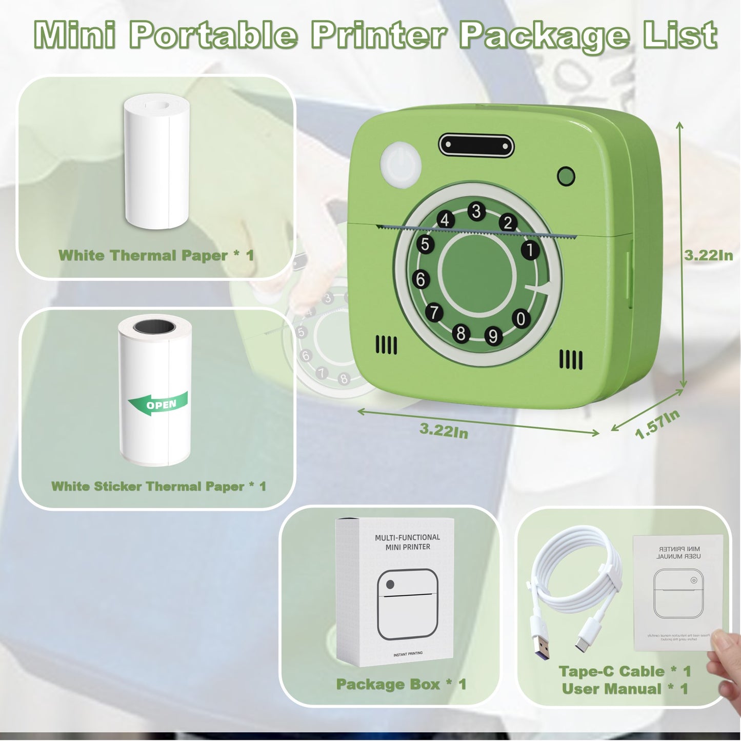 DOLEWA pocket mini thermal label printer mobile printer-Telephone